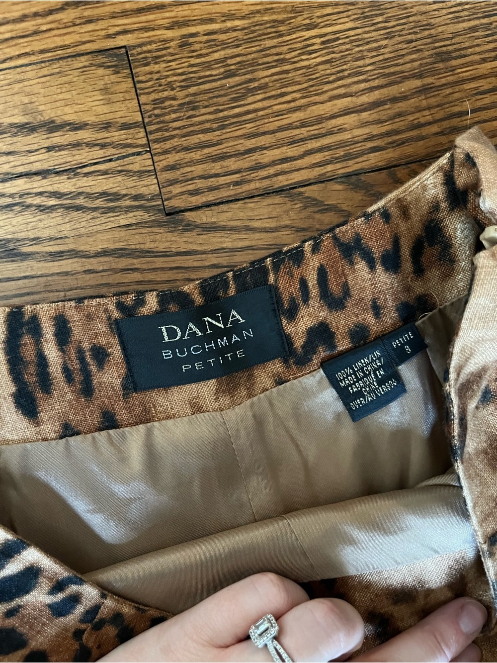 Vintage Leopard Print High Waist Slim Tapered 100% Linen Pants - Brown & Black - Picture 9 of 13